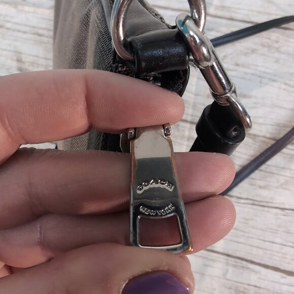 Coach Kitt Messenger Crossbody In Jacquard and Black Leather Silver Hardware - Picture 9 of 9